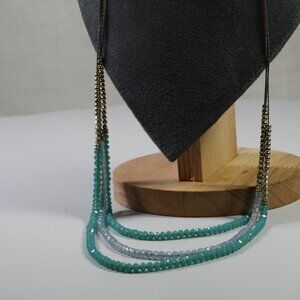 Boho Layered Gold and Blue Beaded Statement Necklace - Stylish Statement Jewelry